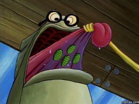 Spongebob Fish Hides Pickles Under Tongue