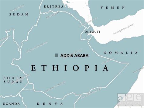 Ethiopia Political Map With Capital Addis Ababa And Borders Stock