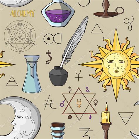 Alchemy Symbols Pattern Stock Vector Image By ©netkoff 113828086