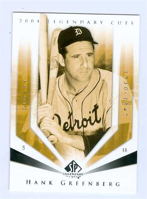 Hank Greenberg Baseball Card 2004 Upper Deck Legendary Cuts 48