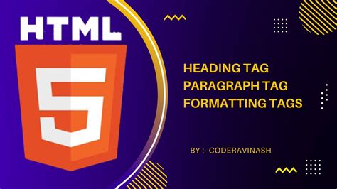 Html L Heading Tag Paragraph Tag And Formatting Tags Htmltutorial Webdesign