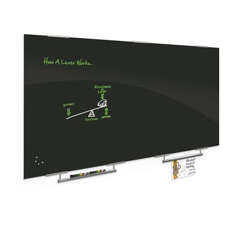 Best Rite Black Visionary Magnetic Glass Dry Erase Whiteboard With Exo Tray System 47 24 X 94
