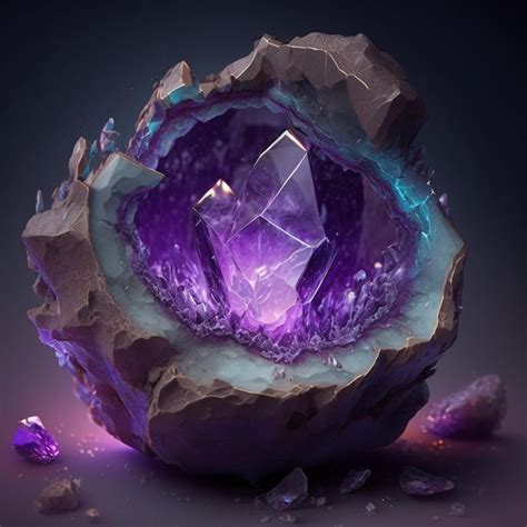 Premium Ai Image A Close Up Of A Purple Crystal On A Rock With Purple
