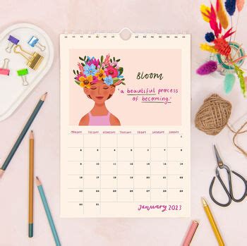 A Floral Women Personalised Monthly Calendar By Flourish Paperworks