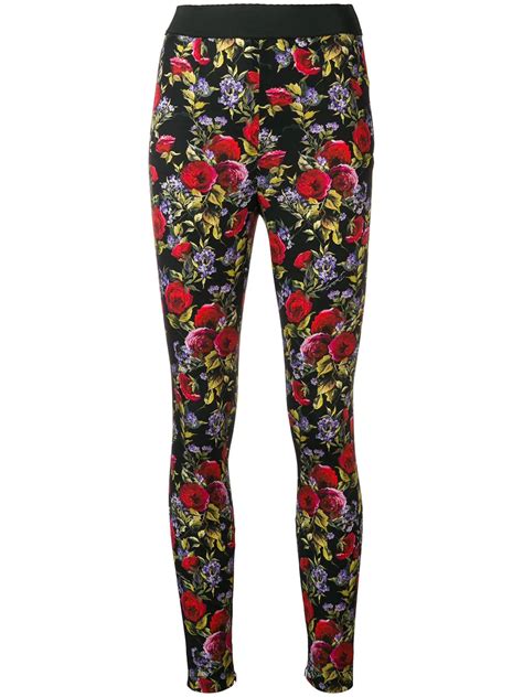 dolce and gabbana floral print leggings black modesens