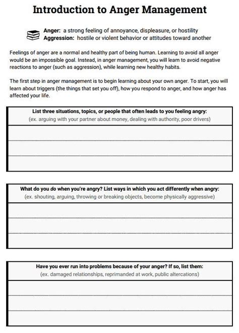 Printable Anger Management Worksheets For Adults