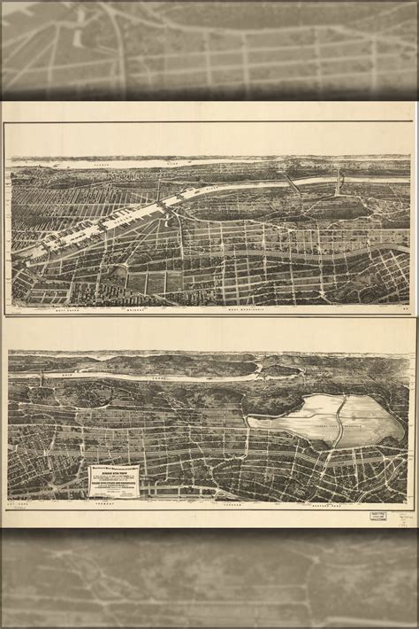 24x36 Gallery Poster Map Of 23rd And 24th Wards New York City 1897