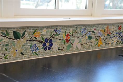 Floral Mosaic Border For Kitchendesigner Glass Mosaics