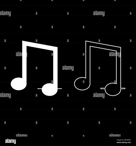Eighth Notes Icon Outline Set White Color Vector Illustration Flat
