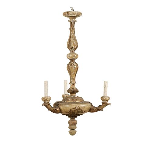 Painted And Gilded Wood 12 Light Chandelier At 1stdibs