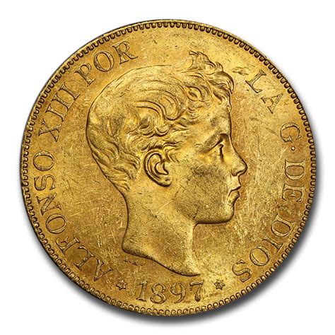 Buy 1897 Spain Gold 100 Pesetas Alfonso Xiii Ms 61 Pcgs Apmex