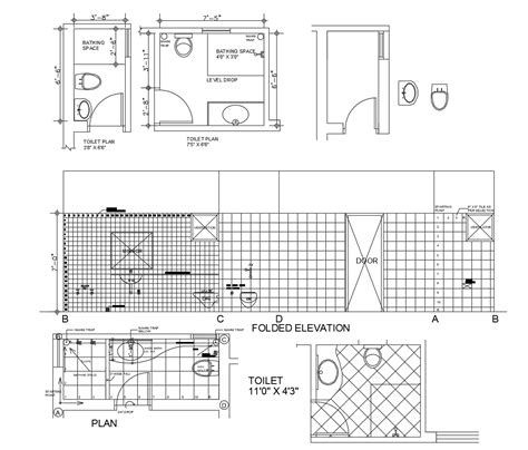 Toilet Layout And Elevations In Dwg File Cadbull