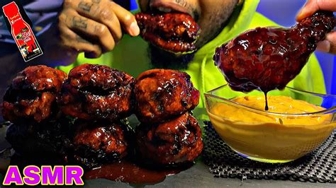 ASMR NUCLEAR FIRE FRIED CHICKEN WITH CHEESY CHEESE SAUCE MUKBANG