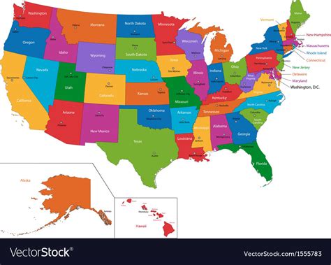 Colorful Usa Map Royalty Free Vector Image Vectorstock