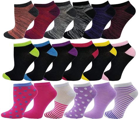 18 Pairs Of Ankle Socks For Women No Show Low Cut Funky Colorful Patterned Sock Bulk Pack