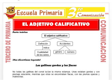 Que Es El Adjetivo Calificativo Para Tercero De Primaria Escuela Primaria