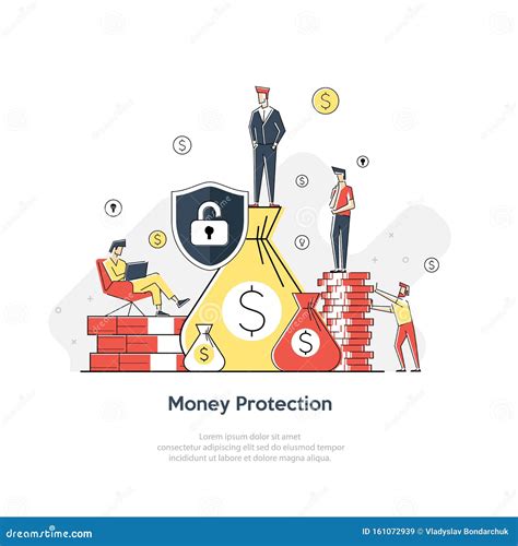 Flat Geometric Line Art Illustration Of Money Protection Financial