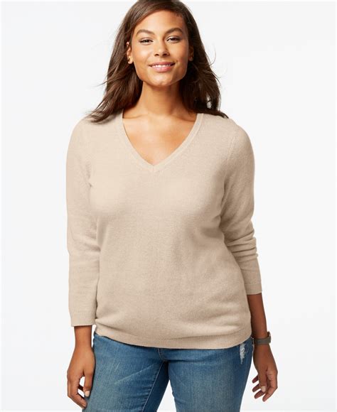 Charter Club Plus Size Cashmere V Neck Sweater In 16 Colors Only At Macys Sweaters Plus