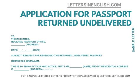 How To Write Application For Passport Returned Undelivered Passport