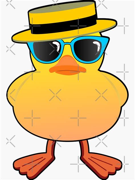 Rubber Duck Ducky Wearing Boater Hat And Sunglasses Sticker By