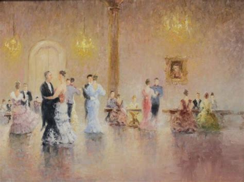 Oil On Canvas Impressionist Ballroom Scene