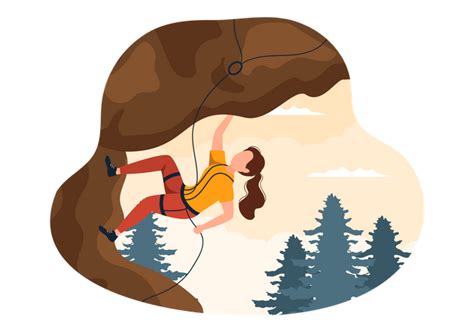 Best Girl Doing Rock Climbing Training Illustration Download In Png