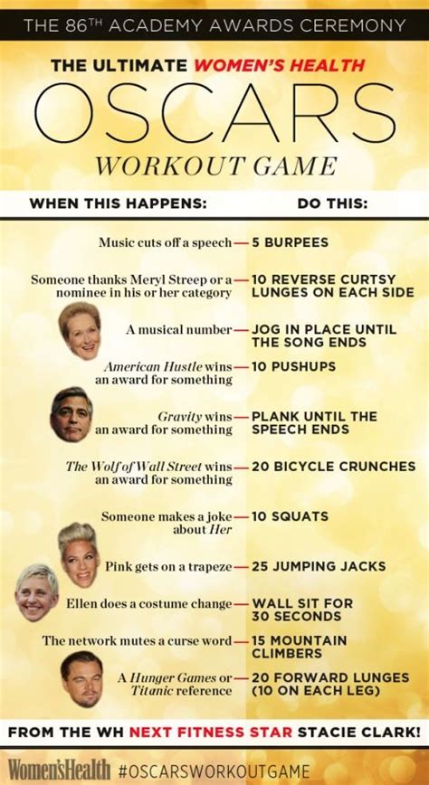 The Ultimate Womens Health Oscars Workout Game Workout Games Womens