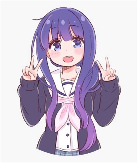 Download Ftestickers Anime Girl Animegirl Chibi Shoolgirl Cute Purple