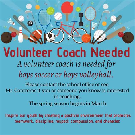 Volunteer Coach Needed Boys Soccer Or Volleyball