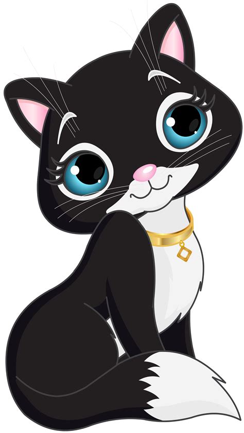 Cute Baby Cat Clipart Black