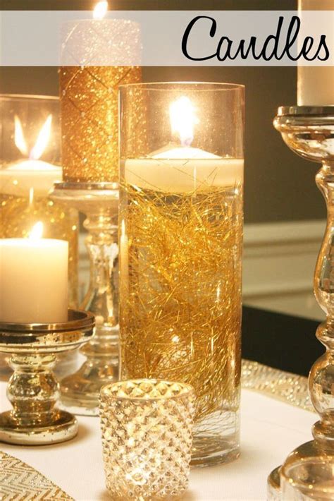 Tinsel In Candles Gold Floating Candles Wedding Centerpieces
