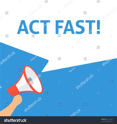 Hand Holding Megaphone Act Fast Announcement Stock Vector Royalty Free