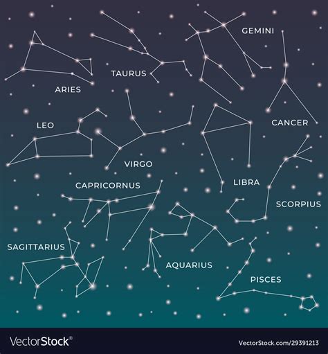 Zodiac Constellations Horoscope And Astrology Vector Image