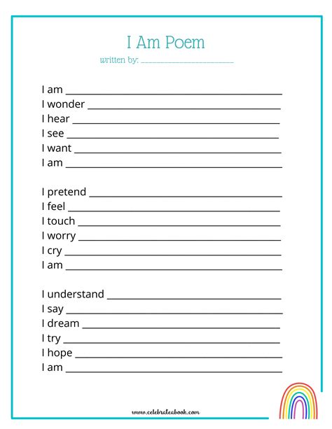 I Am Poetry Printable For Kids And Families