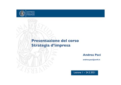 Sd I Presentazione Corso Presentazione Del Corso Strategia D