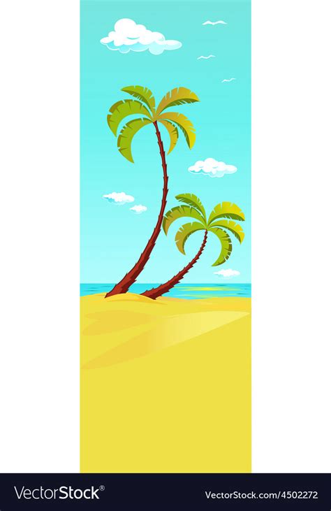 Palm Tree On Beach Vertical Banner Design Vector Image
