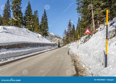 Moutain Road In Winter Stock Photo Image Of Risk Snow 49834860