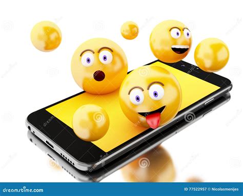 3d Smartphone With Emoji Icons Stock Illustration Illustration Of