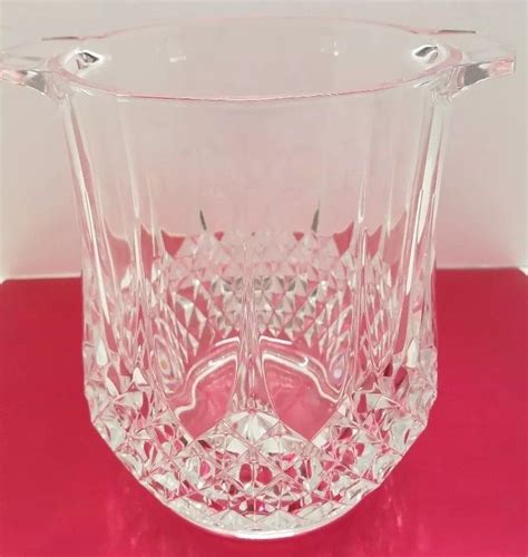 Vintage Antique Crystal Glass Brilliant Diamond Pattern Ice Bucket Retro Barware Collectible By
