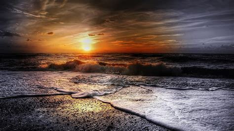 2560x1440 Beach Summer Sunset Waves 1440p Resolution Backgrounds And
