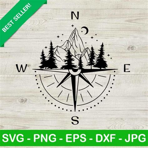 Nature Mountain Compass Svg Camping Svg Tree Compass Svg