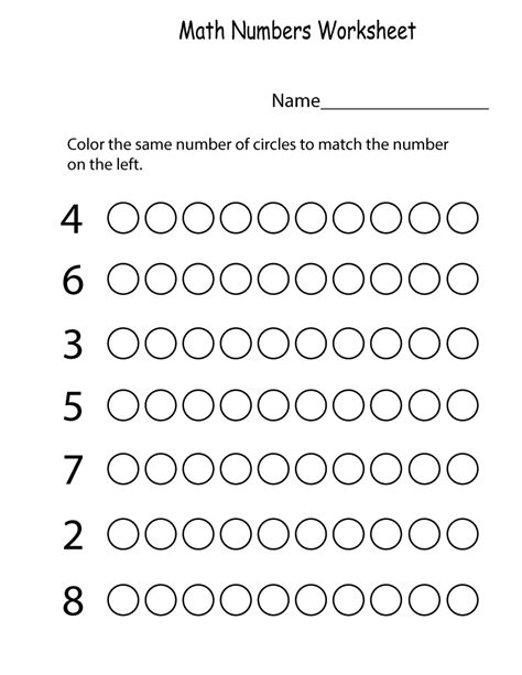 Math Pre K Worksheets Numbers Printable 101 Activity