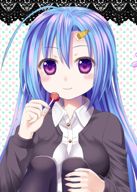 Safebooru 1girl Blue Hair Blush Borrowed Character Candy Highres Ikeda Yuuki Lollipop Long