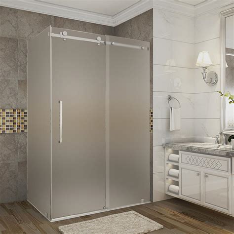 Aston Moselle 44 In 48 In X 33 4375 In X 75 In Frameless Sliding Shower Enclosure Frosted