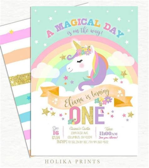 Unicorn Birthday Invitation Unicorn Party Unicorn Birthday Magical
