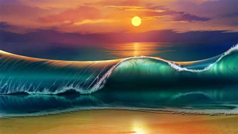 Sunset Sea Waves Beach 4k Ultra Hd Wallpapers For Desktop Mobile Laptop
