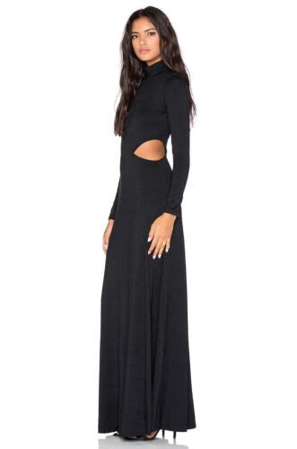 Rachel Pally Black Long Sleeve Turtleneck Side Cutout Maxi Dress Size