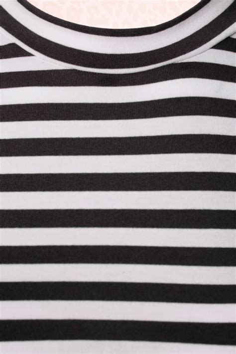 50s Bad Girl Crop Top In Black And White Stripes