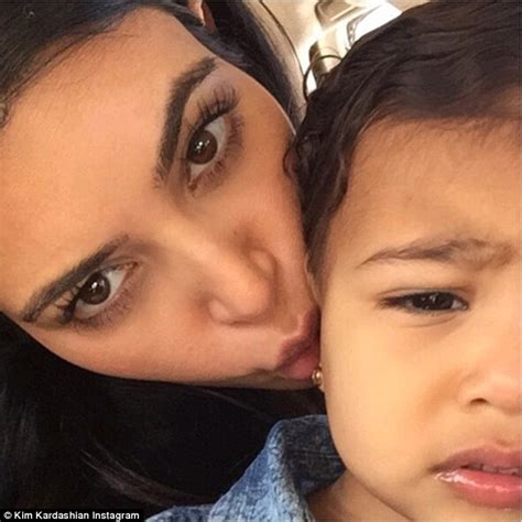 kim kardashian showers daughter north in kisses as she posts selfies to instagram daily mail