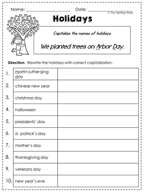 Worksheets For Capitalization Practice